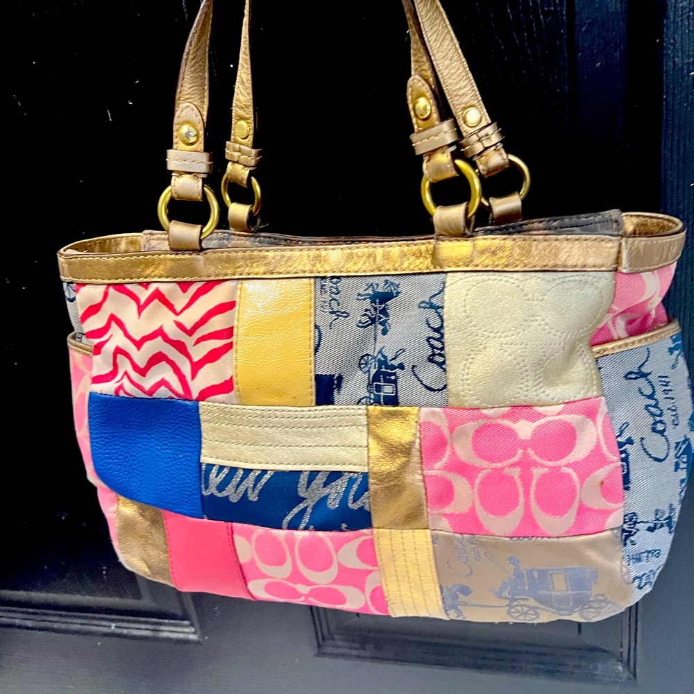 Vintage Coach patchwork tote
